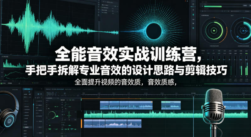 全能音效实战训练营，手把手拆解专业音效的设计思路与剪辑技巧，全面提升视频的音效质感-星云网创