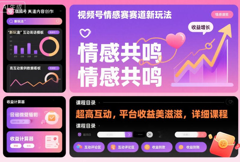 视频号情感赛道新玩法,超高互动,平台收益美滋滋,详细课程-星云网创