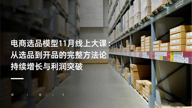 电商选品模型11月线上大课:从选品到开品的完整方法论 持续增长与利润突破-星云网创