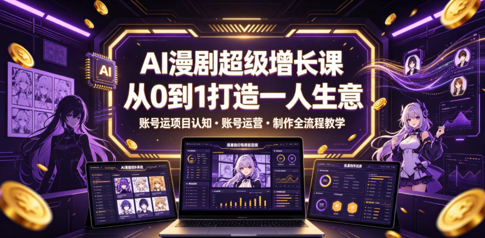 AI漫剧超级增长课，从0到1打造一人生意，项目认知・账号运营・制作全流程教学-星云网创