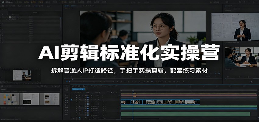 AI剪辑标准化实操营：拆解普通人IP打造路径，手把手实操剪辑，配套练习素材-星云网创