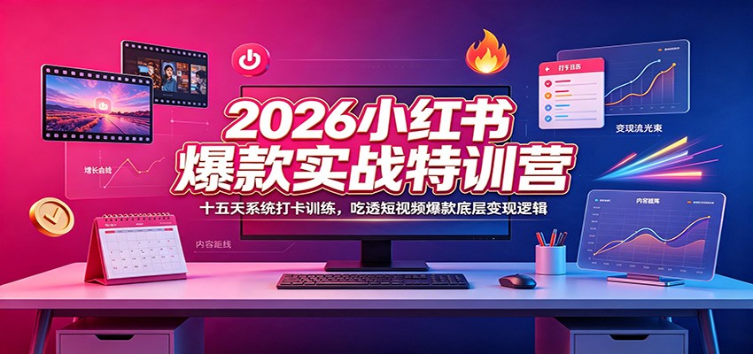 2026小红书爆款实战特训营：十五天系统打卡训练，吃透短视频爆款底层变现逻辑-星云网创