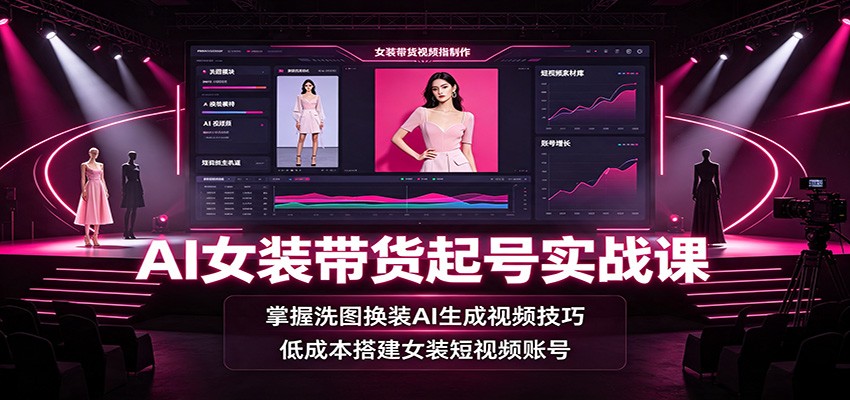 AI女装带货起号实战课：掌握洗图换装AI生成视频技巧，低成本搭建女装短视频账号-星云网创