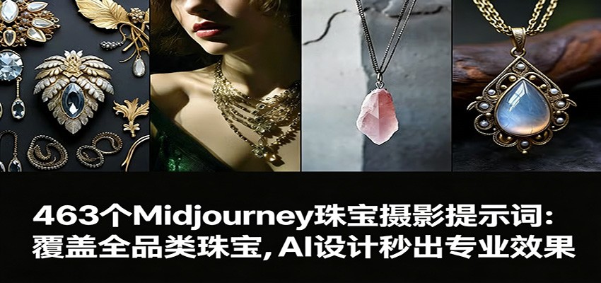 463个Midjourney珠宝摄影提示词：覆盖全品类珠宝，AI设计秒出专业效果-星云网创