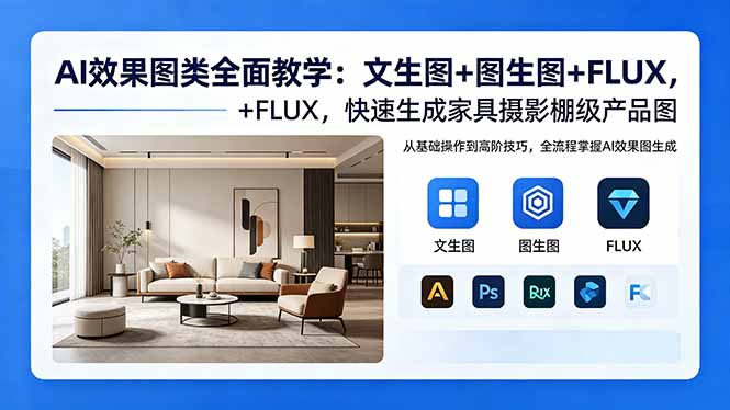 AI效果图类全面教学：文生图+图生图+FLUX，快速生成家具摄影棚级产品图-星云网创