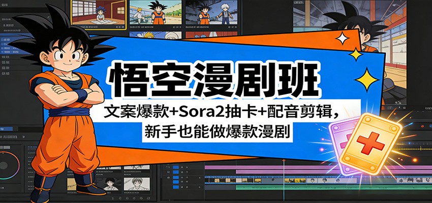 悟空漫剧班：文案爆款+Sora2抽卡+配音剪辑，新手也能做爆款漫剧-星云网创