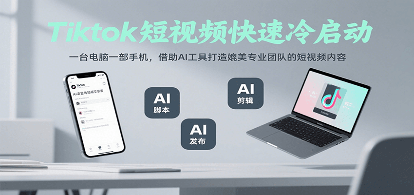 Tiktok短视频快速冷启动，一台电脑一部手机，借助AI工具打造媲美专业团队的短视频内容-星云网创