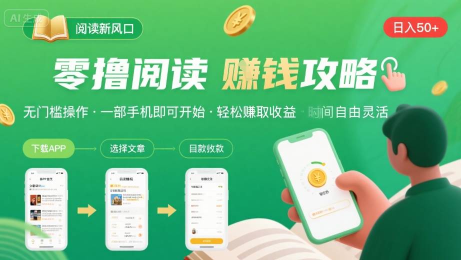 零撸阅读新风口，无门槛轻松挣，一部手机，日入 50-3张【揭秘】-柚子轻创