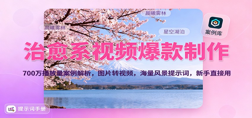 治愈系视频爆款制作，700万播放量案例解析，图片转视频，海量风景提示词，新手直接用-星云网创