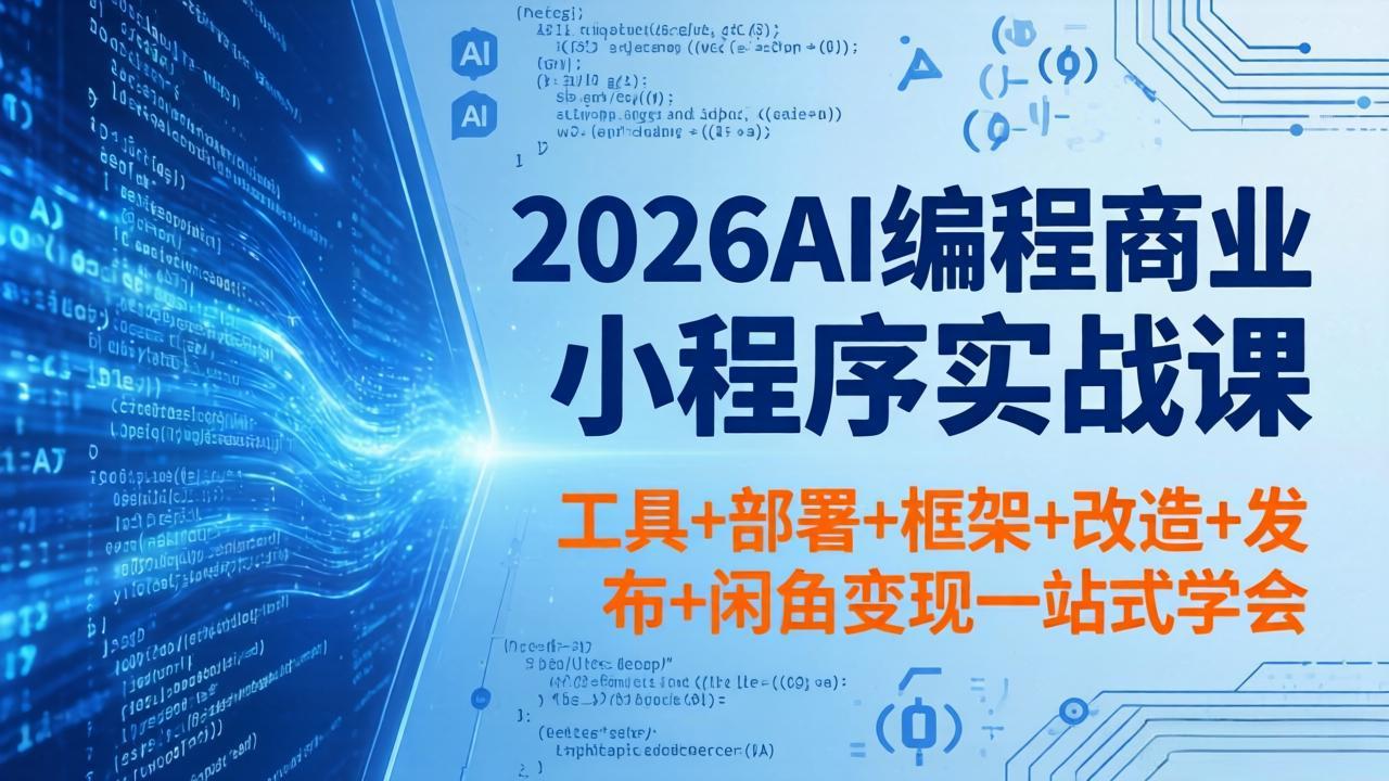 2026AI编程商业小程序实战课，工具+部署+框架+改造+发布+闲鱼变现一站式学会-星云网创