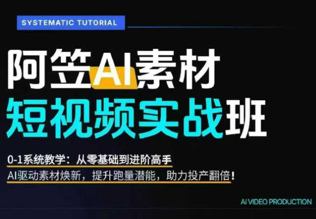 AI视频素材实战班，0-1系统教学，从零基础到进阶高手AI驱动素材焕新，提升跑量潜能，助力投产翻倍-星云网创