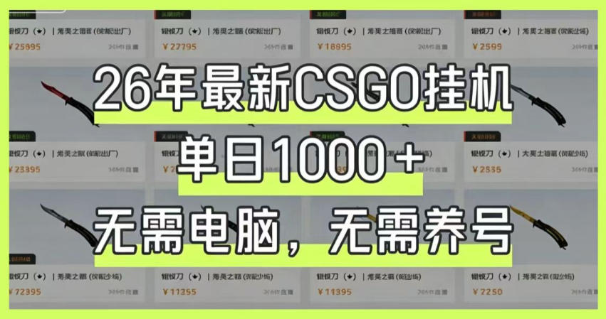 26年最新CSGO挂G系统，单日1000+，无需电脑，无需养号，0基础可上手【揭秘】-星云网创