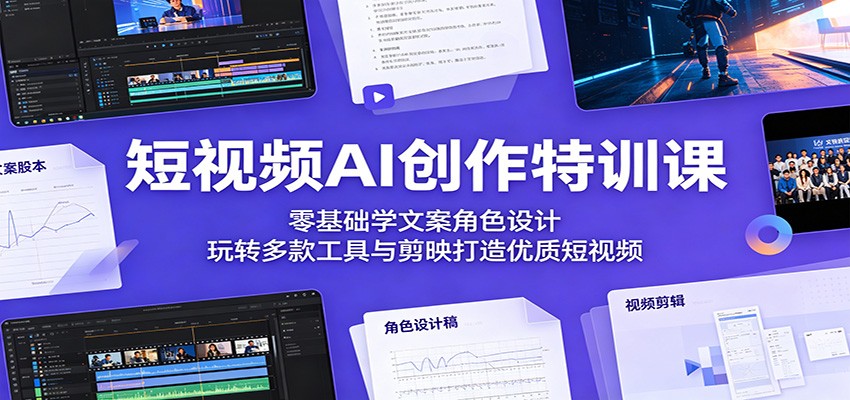 短视频AI创作特训课：零基础学文案角色设计，玩转多款工具与剪映打造优质短视频-星云网创