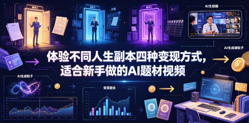 体验不同人生副本四种变现方式，适合新手做的AI题材视频-星云网创