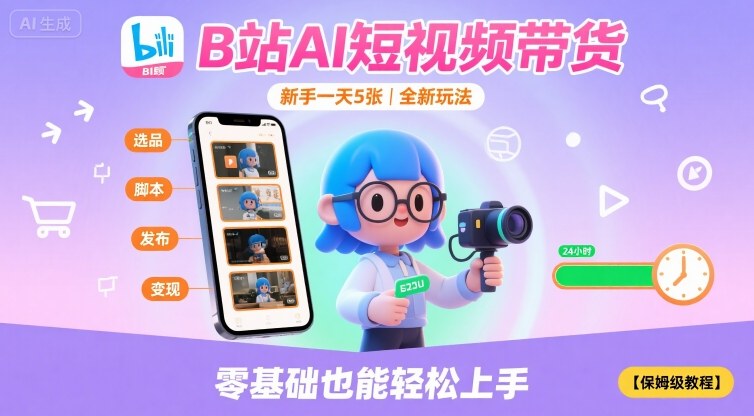 B站AI短视频带货,新手一天5张,全新玩法【保姆级教程】-星云网创