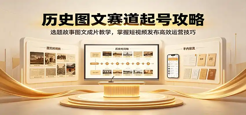 历史图文赛道起号攻略：选题故事图文成片教学，掌握短视频发布高效运营技巧-星云网创