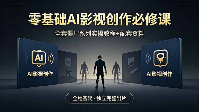 零基础AI影视创作必修课，全套僵尸系列实操教程加配套资料，全程答疑带你独立完整出片-星云网创