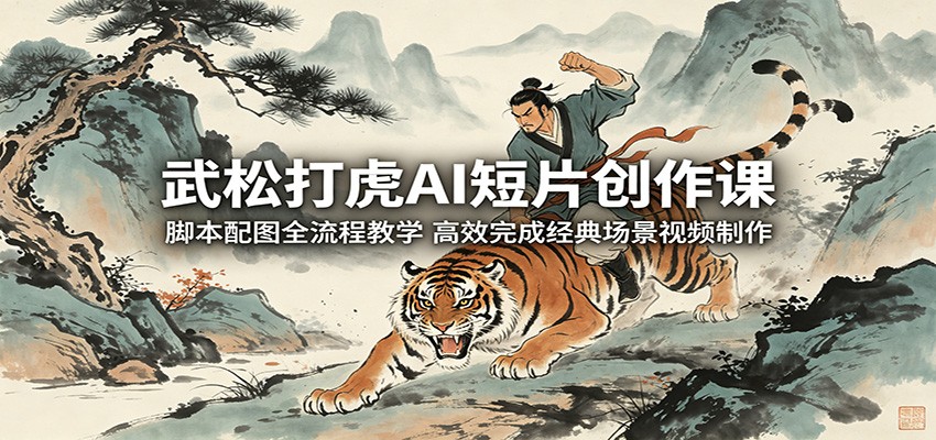 武松打虎AI短片创作课：脚本配图全流程教学，高效完成经典场景视频制作-星云网创
