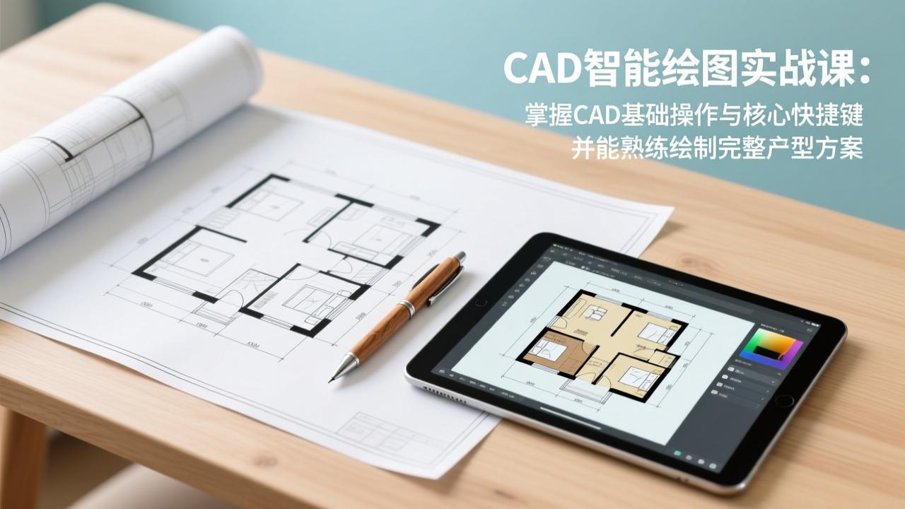 CAD智能绘图实战课：掌握CAD基础操作与核心快捷键，并能熟练绘制完整户型方案-云网创