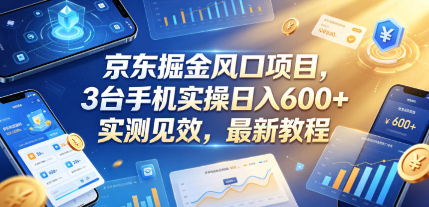 京东掘金风口项目，3台手机实操日入600+，实测见效，最新教程【揭秘】-星云网创