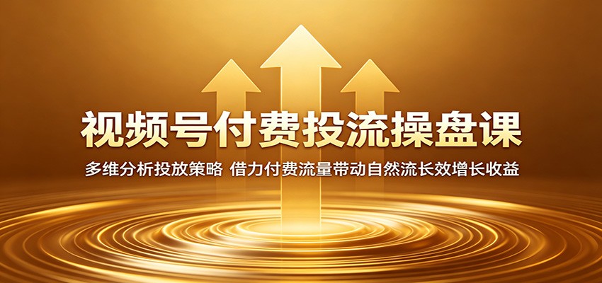 视频号付费投流操盘课：多维分析投放策略，借力付费流量带动自然流长效增长收益-星云网创