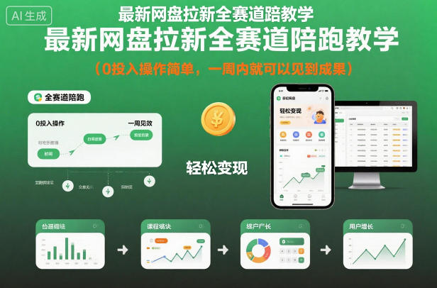 最新网盘拉新全赛道陪跑教学,0投入操作简单,一周内就可以见到成果-我要项目网
