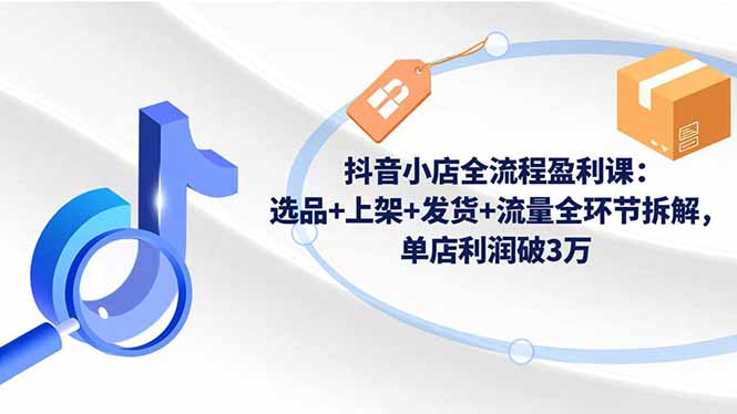 抖音小店全流程盈利课：选品+上架+发货+流量全环节拆解，单店利润破3万-星云网创