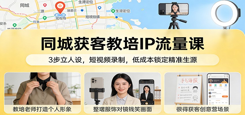 同城获客教培IP流量课：3步立人设，短视频录制，低成本锁定精准生源-星云网创