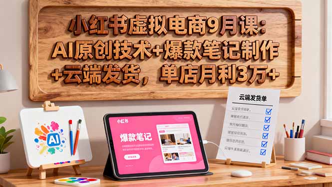 小红书虚拟电商9月课：AI原创技术+爆款笔记制作+云端发货，单店月利3万+-星云网创