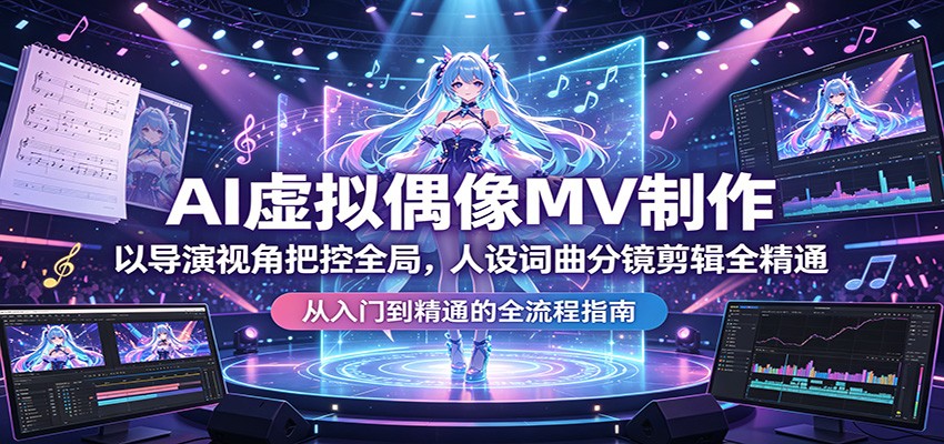 AI虚拟偶像MV制作：以导演视角把控全局，人设词曲分镜剪辑全精通-星云网创