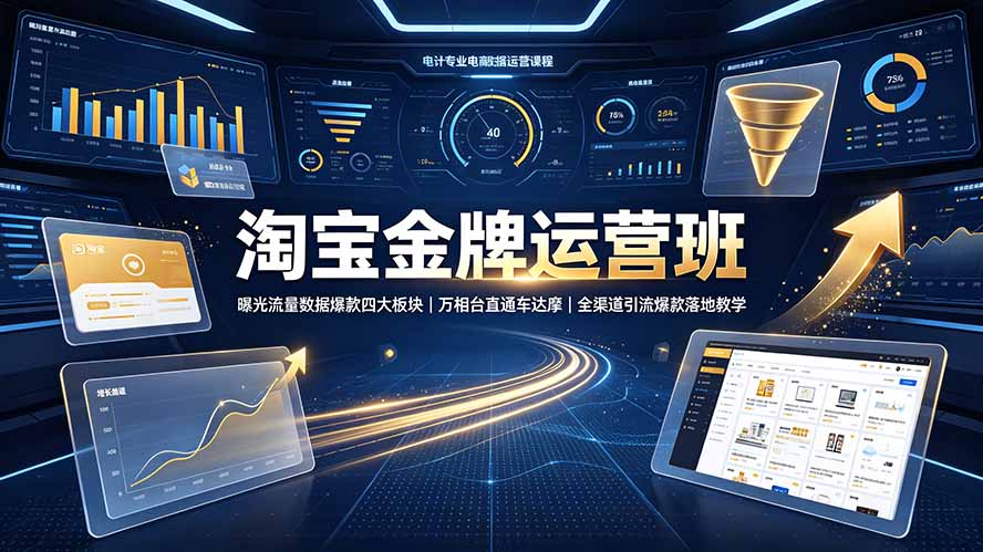 淘宝金牌运营班-7月：曝光流量数据爆款四大板块｜万相台直通车达摩｜全渠道引流爆款落地教学-星云网创