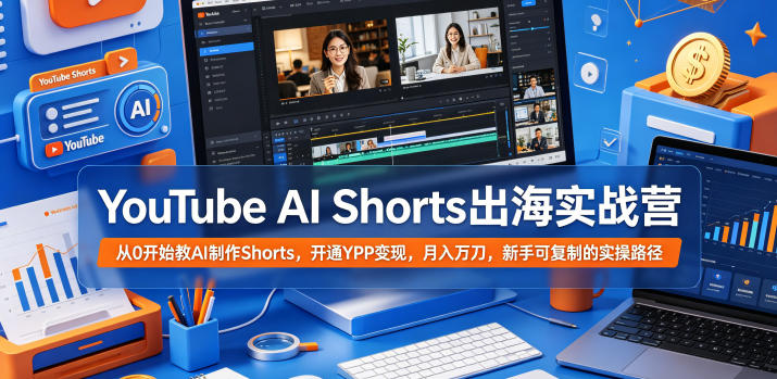 YouTube AI Shorts出海实战营，从0开始教AI制作Shorts，开通YPP变现，月入万刀，新手可复制的实操路径-星云网创