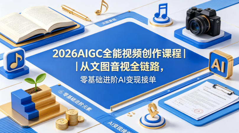 2026AIGC全能视频创作课程｜从文图音视全链路，零基础进阶AI变现接单-星云网创