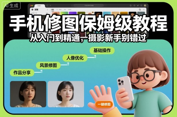 手机修图保姆级教程，从入门到精通，摄影新手别错过-星云网创