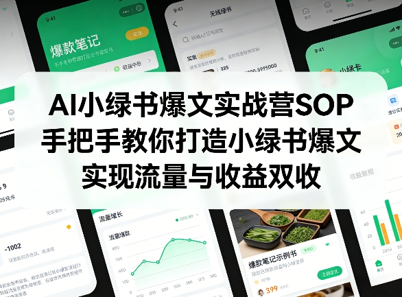 AI小绿书爆文实战营SOP，手把手教你打造小绿书爆文，实现流量与收益双收-星云网创