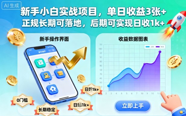新手小白实战项目，单日收益3张+，正规长期可落地，后期可实现日收1k+【揭秘】-星云网创