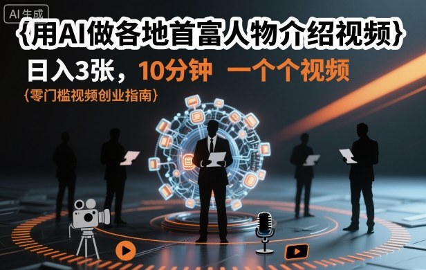 用AI做各地首富人物介绍视频，日入3张，10分钟一个视频-我要项目网