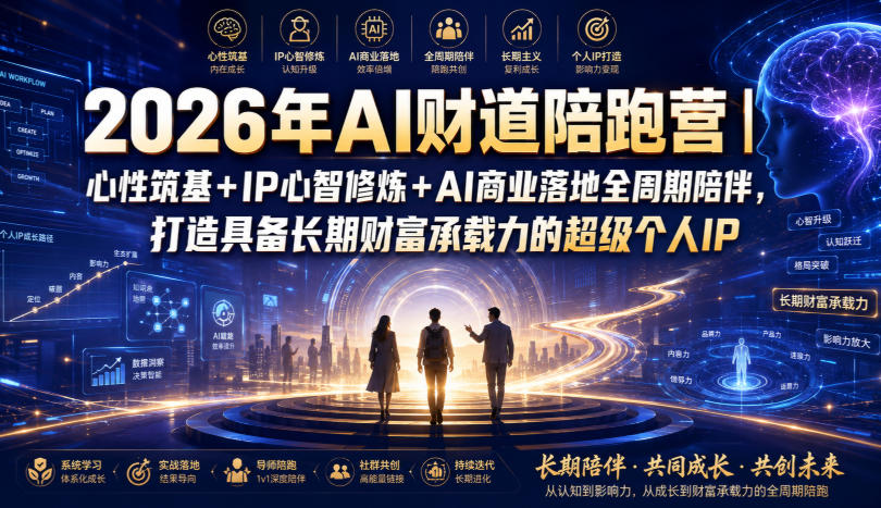 2026年AI财道陪跑营｜心性筑基+IP心智修炼+AI商业落地全周期陪伴，打造具备长期财富承载力的超级个人IP-星云网创