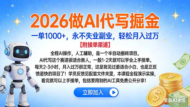 2026做AI代写掘金，一单1000+，永不失业副业，轻松月入过万-星云网创