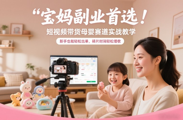 宝妈副业首选！短视频带货母婴赛道实战教学，新手也能轻松出单，碎片时间轻松增收-星云网创