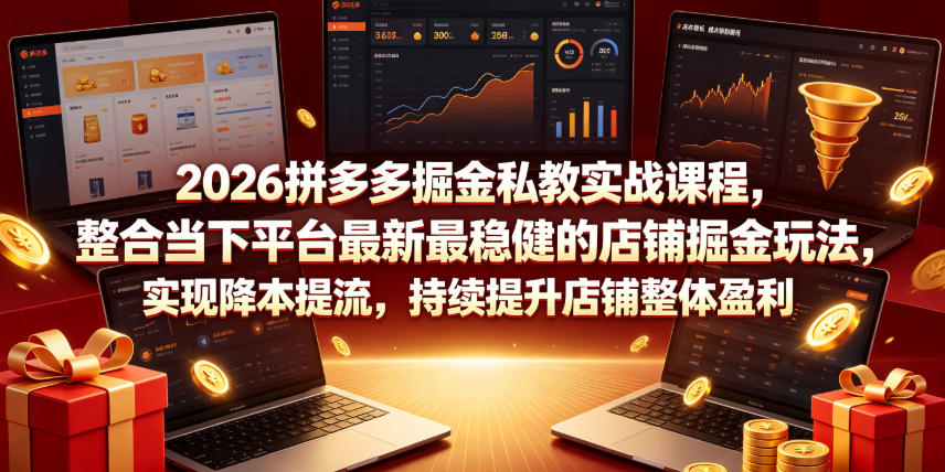 2026拼多多掘金私教实战课程，整合当下平台最新最稳健的店铺掘金玩法，实现降本提流，持续提升店铺整体盈利-星云网创