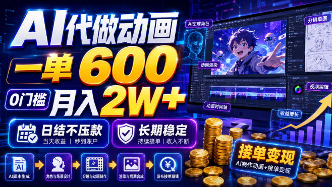 AI代做动画，一单600，0门槛月入2W+，日结不压款，长期稳定【揭秘】-星云网创