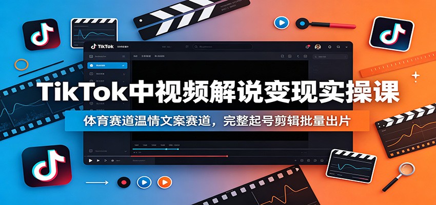TikTok中视频解说变现实操课：体育赛道温情文案赛道，完整起号剪辑批量出片-星云网创