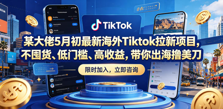 某大佬5月初最新海外Tiktok拉新项目，不囤货、低门槛、高收益，带你出海撸美刀-星云网创