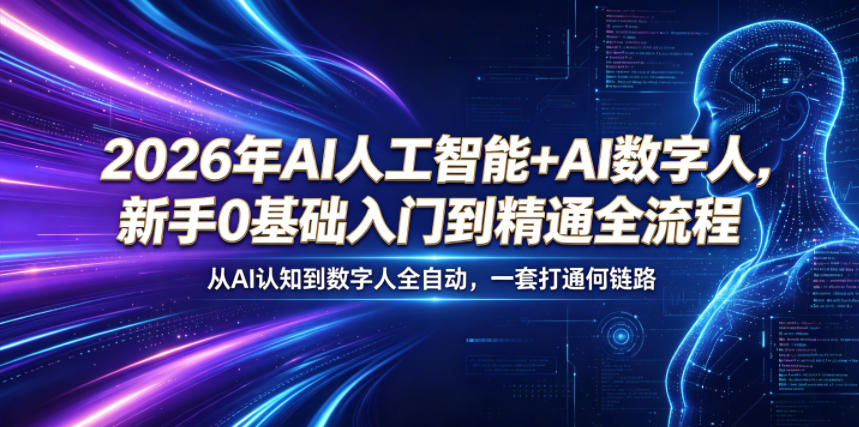 2026年AI人工智能+AI数字人，新手0基础入门到精通全流程，从AI认知到数字人全自动，一套打通全链路-星云网创