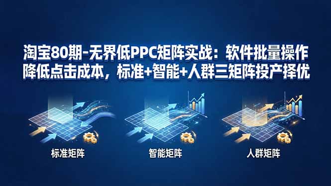 淘宝80期-无界低PPC矩阵实战：软件批量操作降低点击成本，标准+智能+人群三矩阵投产择优-星云网创