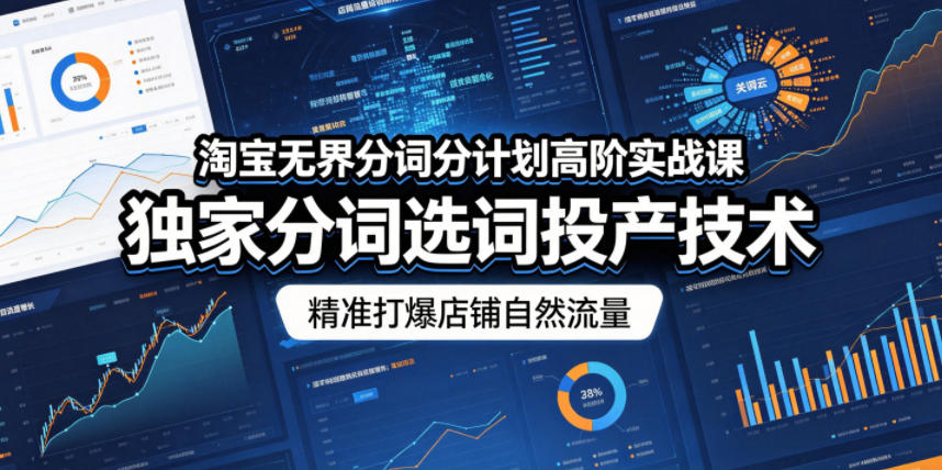 淘宝无界分词分计划高阶实战课，独家分词选词投产技术，精准打爆店铺自然流量-星云网创