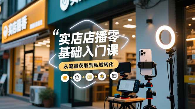 实体店播零基础入门课，实体店+短视频+直播+微信生态+私域社群，从流量获取到私域转化-星云网创