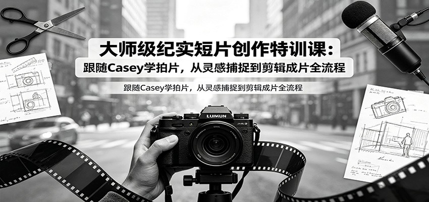 大师级纪实短片创作特训课：跟随Casey学拍片，从灵感捕捉到剪辑成片全流程-星云网创