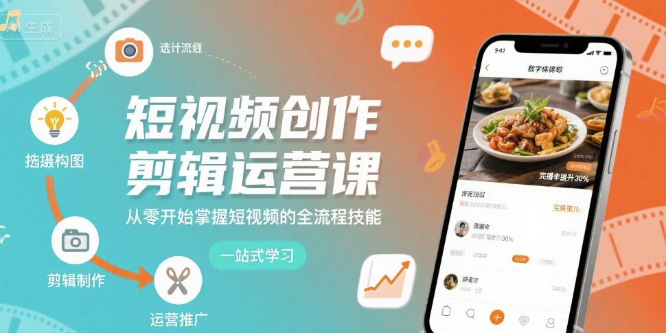 短视频创作剪辑运营课，从零开始掌握短视频的全流程技能-星云网创